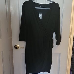 NEW INC PXL Faux Wrap Black dress.